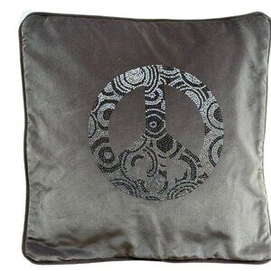 Luxury Velvet Peace Sign Pillow Cover • Swarovski Crystals • fits 20x20 insert